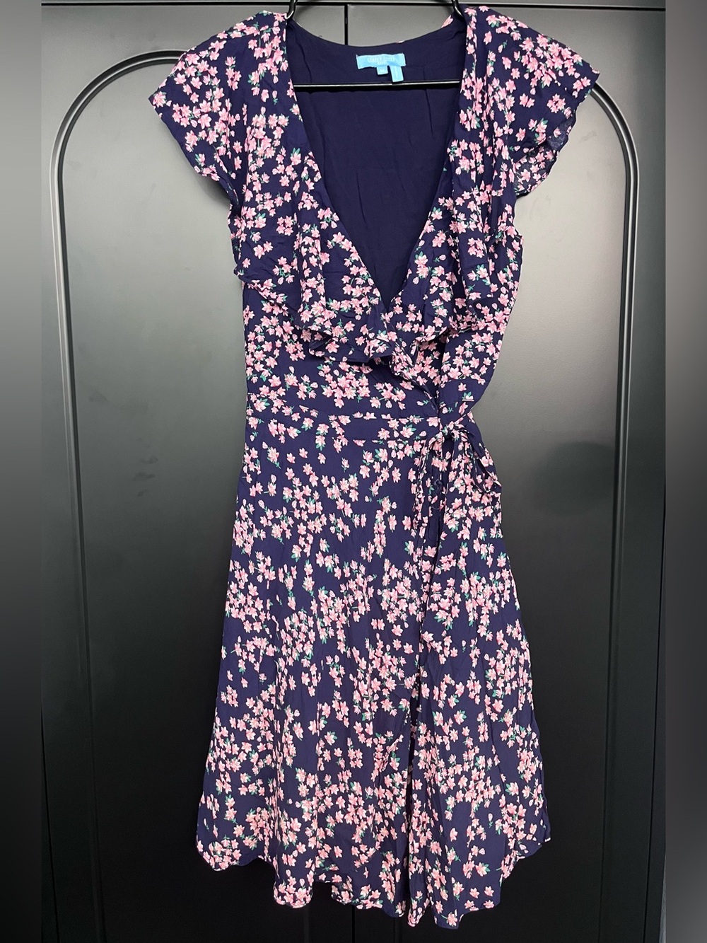 Draper James Navy Dress with Pink Floral Print